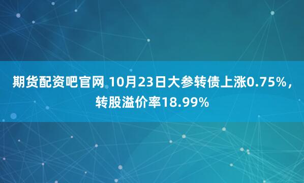 期货配资吧官网 10月23日大参转债上涨0.75%，转股溢价率18.99%